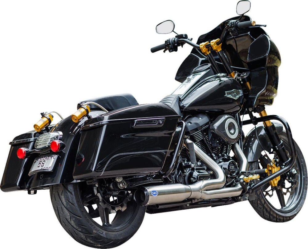 S&S Cycle 2 Into 1 Qualifier Exhaust System For Harley Davidson FLH 1868 2021 - Brushed