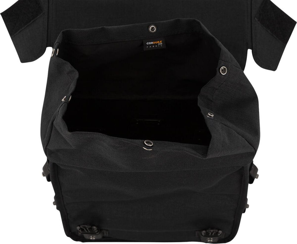 Burly Throw Over Leather Saddlebag Set - Black