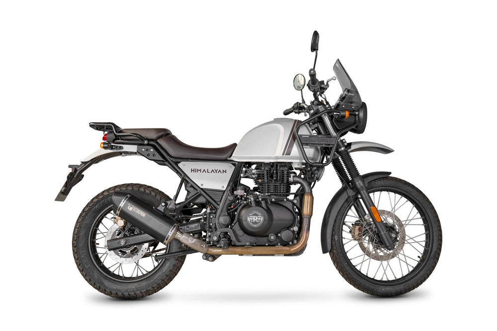 Scorpion Serket Slip-On Black Ceramic For Royal Enfield Himalayan 411 2016-2025