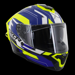 Axor Brutale Full Face Helmet With Dual Spoiler - Plexus Blue Fluo Yellow