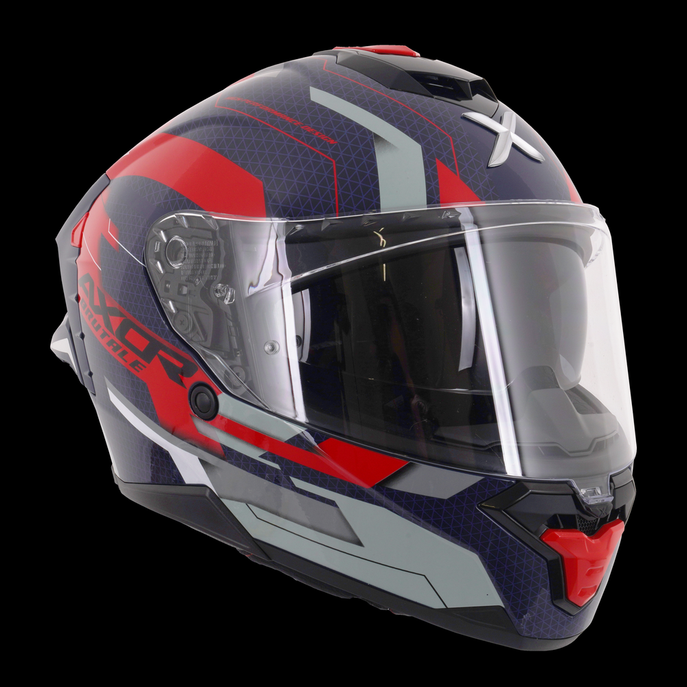 Axor Brutale Full Face Helmet With Dual Spoiler - Plexus Blue Red