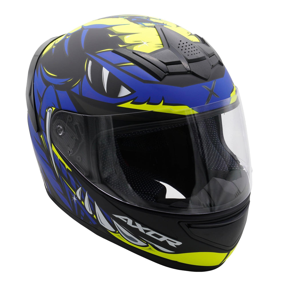 Axor Rage Full Face Helmet - Python Blue Yellow Matt Black