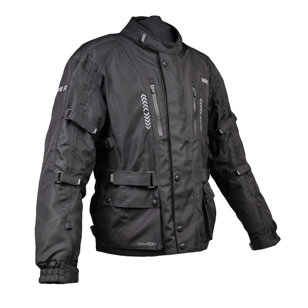 Bike It  Triple Black All-Weather Waterproof Adventure Touring Motorcycle Jacket