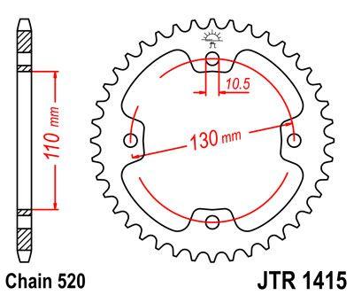 JT Steel Sprocket For Kawasaki KFX450R 2x4 Rear 36T - 2008-2014