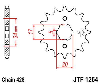 JT Sprocket For Honda CB 125F 2015-2024 Front  14T