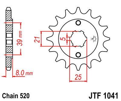 JT Sprocket For Kymco MX 150 2X4 2004-2005 Front  14T