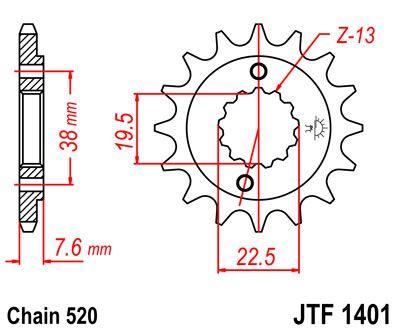JT Sprocket For Kawasaki KFX400 2X4 2003-2006 Front  16T