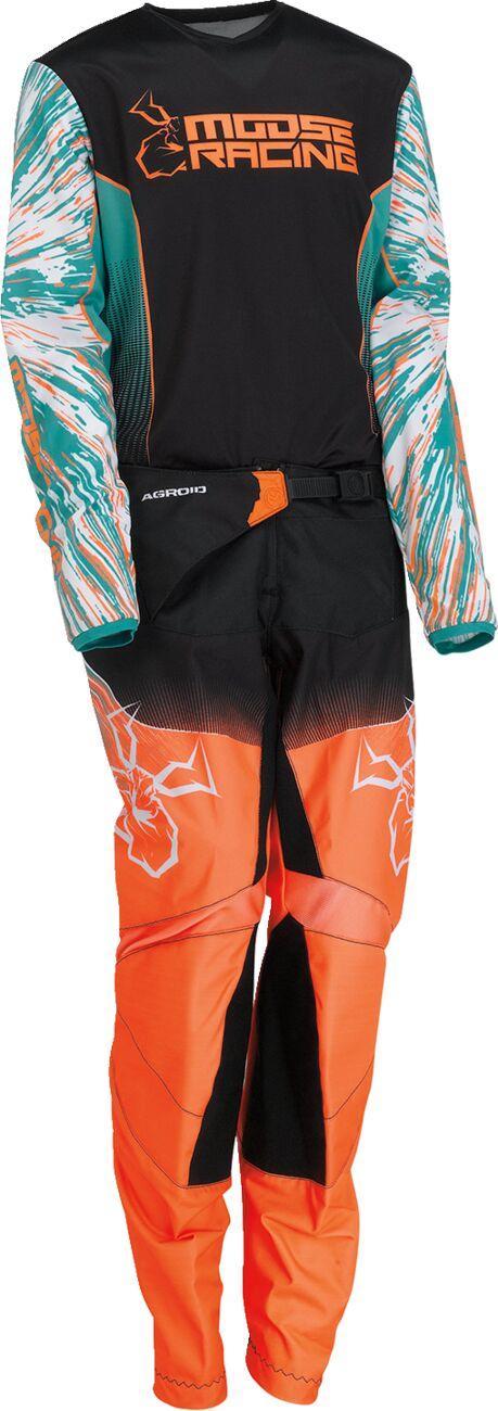 Moose Racing Youth Agroid Pants - Black/Orange/Teal