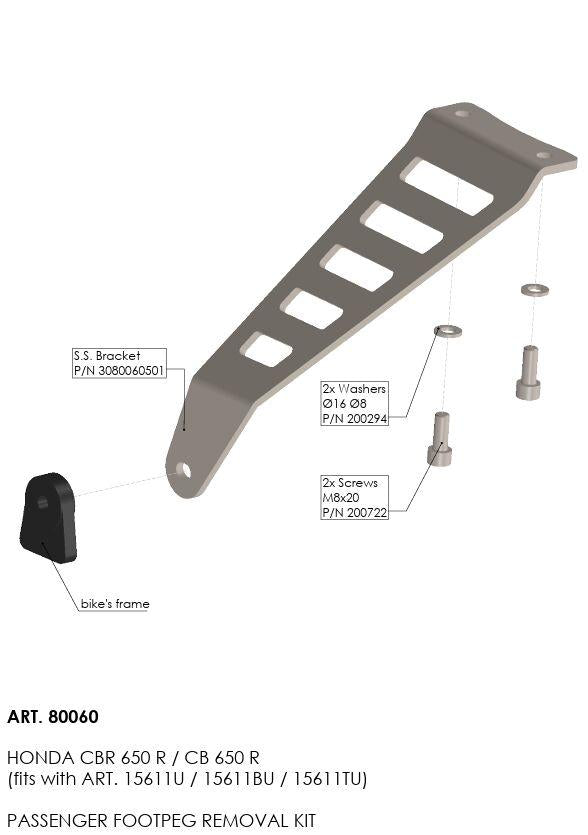 LeoVince Footpeg Removal Kit For Honda CB 650 R 2019-2026 - Black