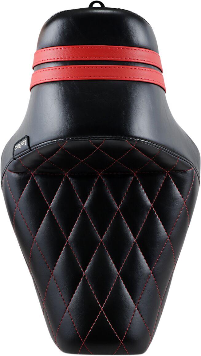 LE Pera Stubs Spoiler Seat For Harley Davidson XL1200C 2004-2020 Diamond/Red Stripes - Black