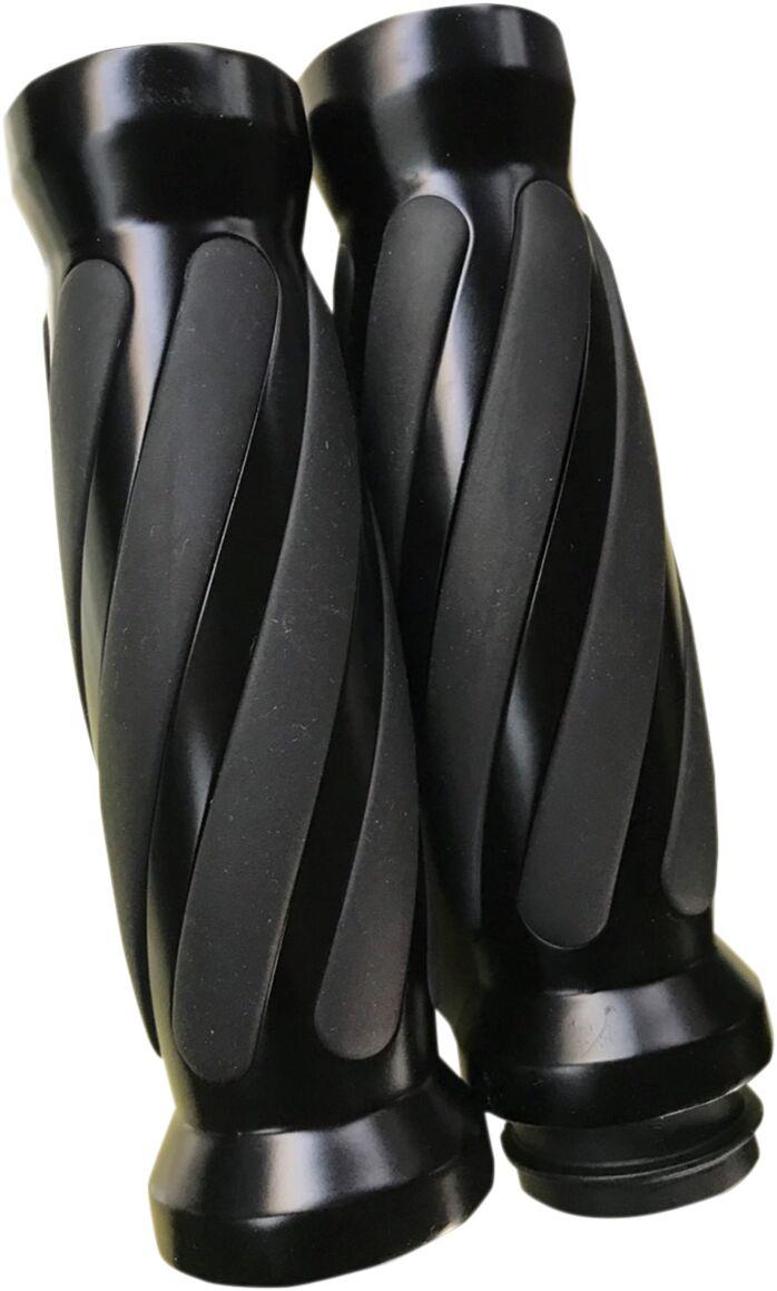 Pro-One Custom Twisted Rubber Grips For Harley Davidson FLDE 1750 ABS 2018-2020 - Black