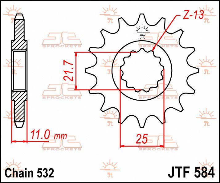 JT Sprocket For Yamaha FZR 1000 1987-1995 Front  15T