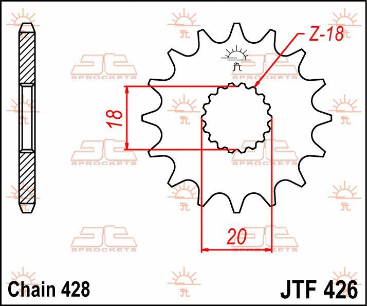 JT Sprocket For Hyosung CRUISE 125 I 1997 Front  15T