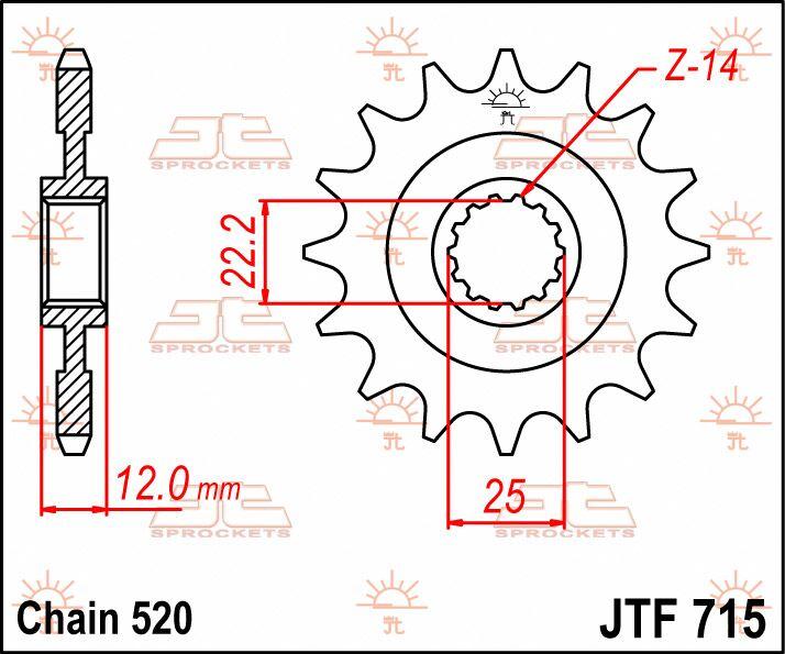JT Sprocket For Fantic CABALLERO 250 2018-2020 Front  12T