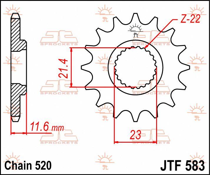 JT Sprocket For Yamaha TTR250 1994-2003 Front  14T