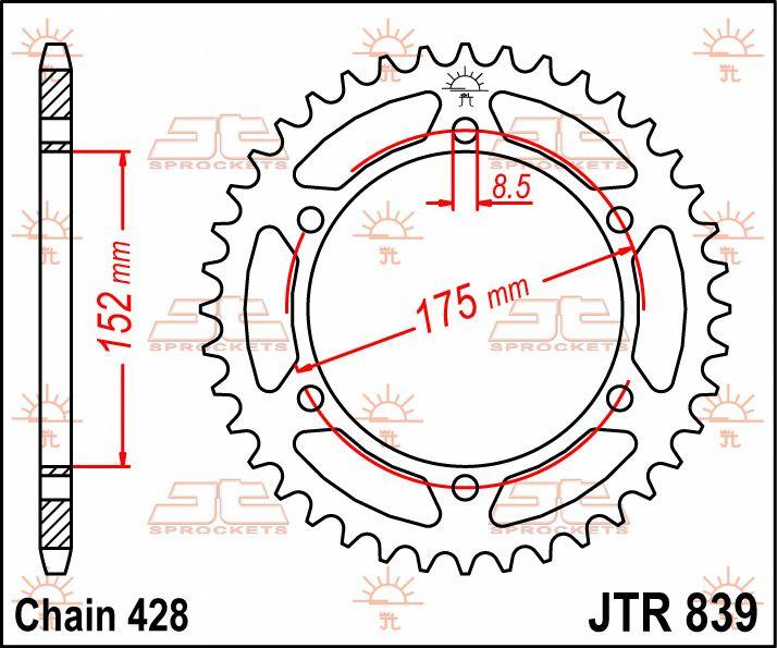 JT Sprocket For Yamaha DT125R 1988-2002 Rear  57T