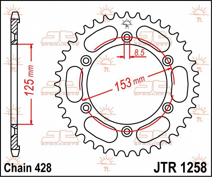 JT Sprocket For Honda XR125 L 2003-2008 Rear Black 54T