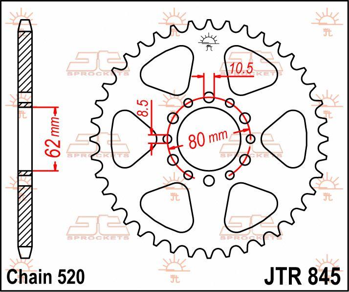 JT Steel Sprocket For Yamaha IT 175 1977-1979 Rear 40T - Black