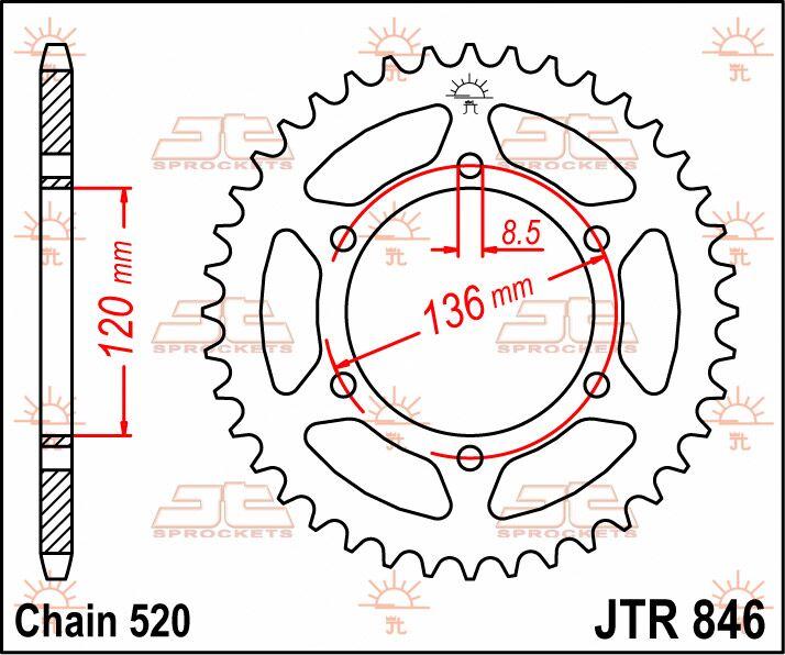 JT Steel Sprocket For Yamaha FZ 400 1997 Rear 39T - Black