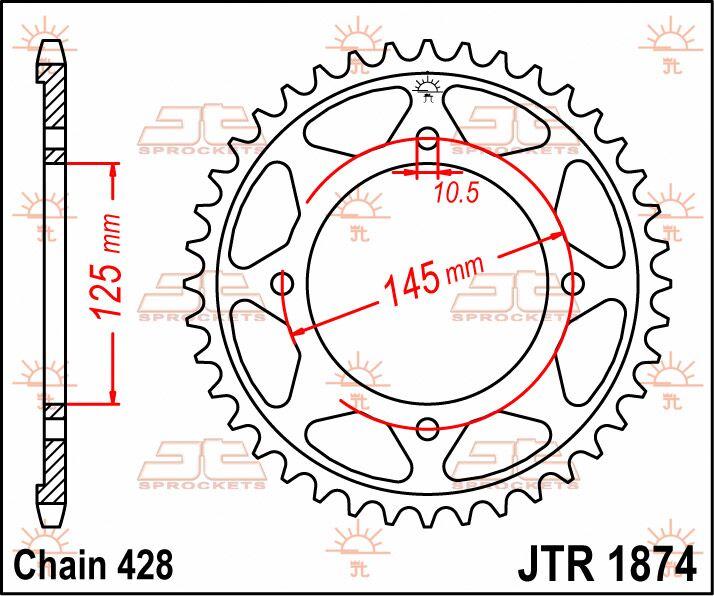 JT Sprocket For Yamaha XVS 125 2000-2004 Rear  59T
