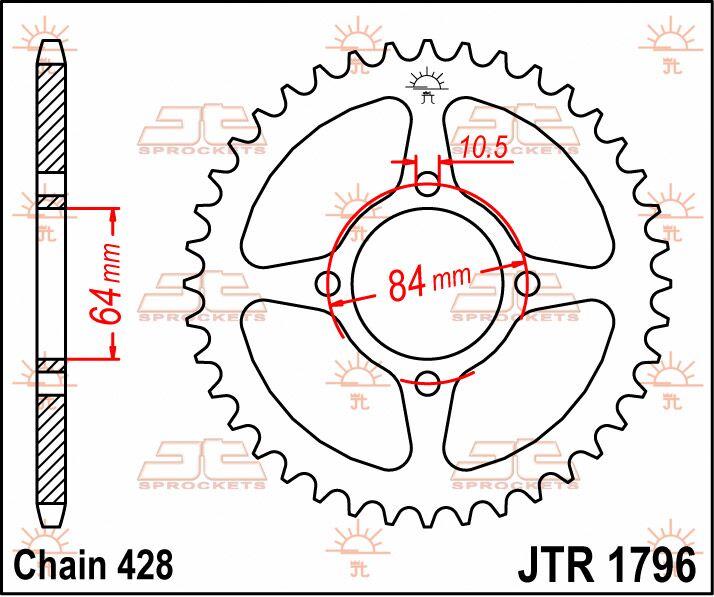 JT Sprocket For Suzuki RV 125 2003-2016 Rear Black 51T
