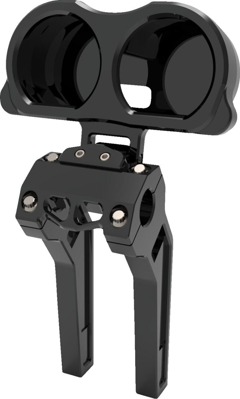LA Choppers Dual Gauge Mount For Performance Risers For Harley Davidson FLD 1690 2012-2013 - Black