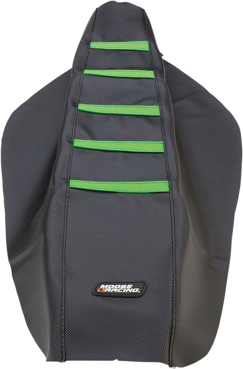 Moose Racing Ribbed Seat Cover For Kawasaki KXF250 2009-2012 - Black Cover Green Ribs