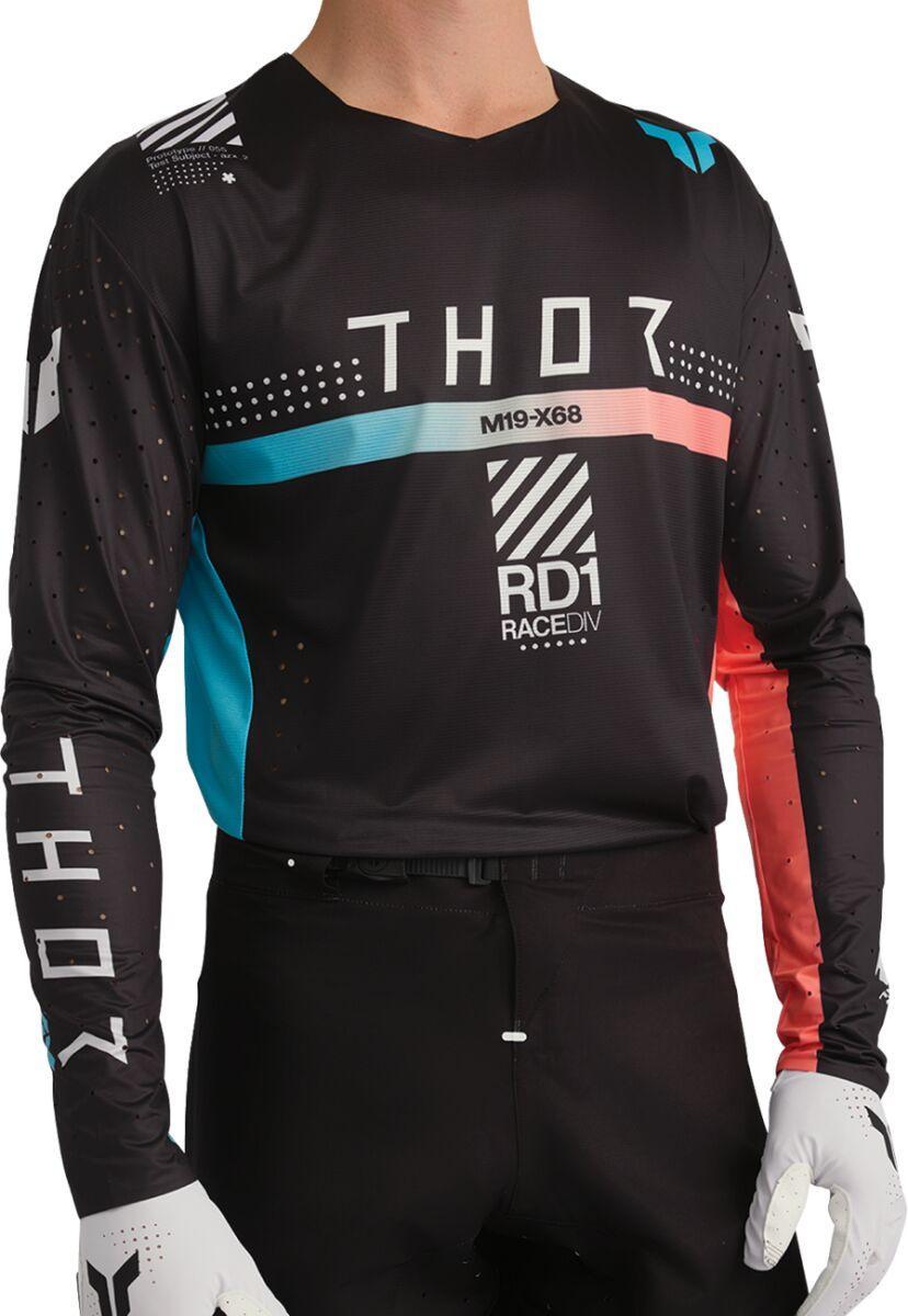 Thor Sportmode Synth Jersey - Black/Coral/Turquoise/White