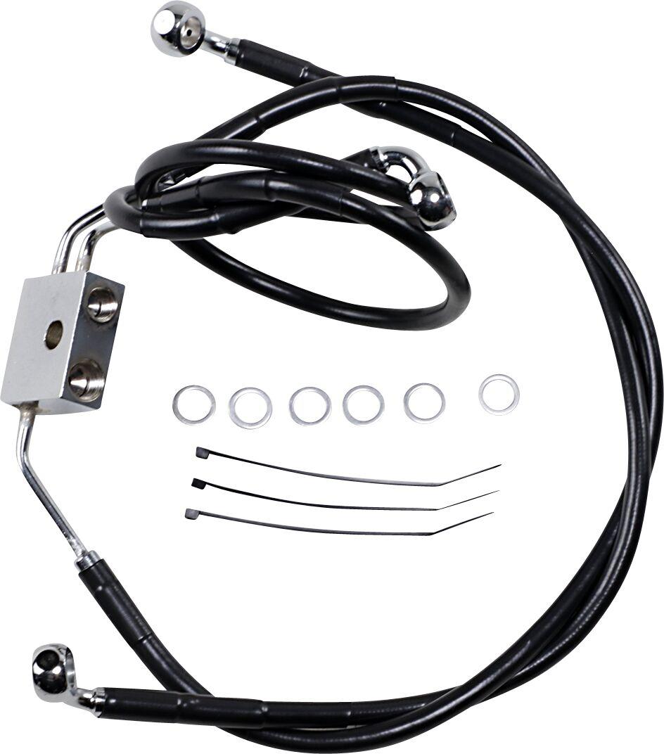 Drag Specialties Extended Length Vinyl Brake Hose Kit For Harley Davidson FXDF 1584 2012 Front - Black