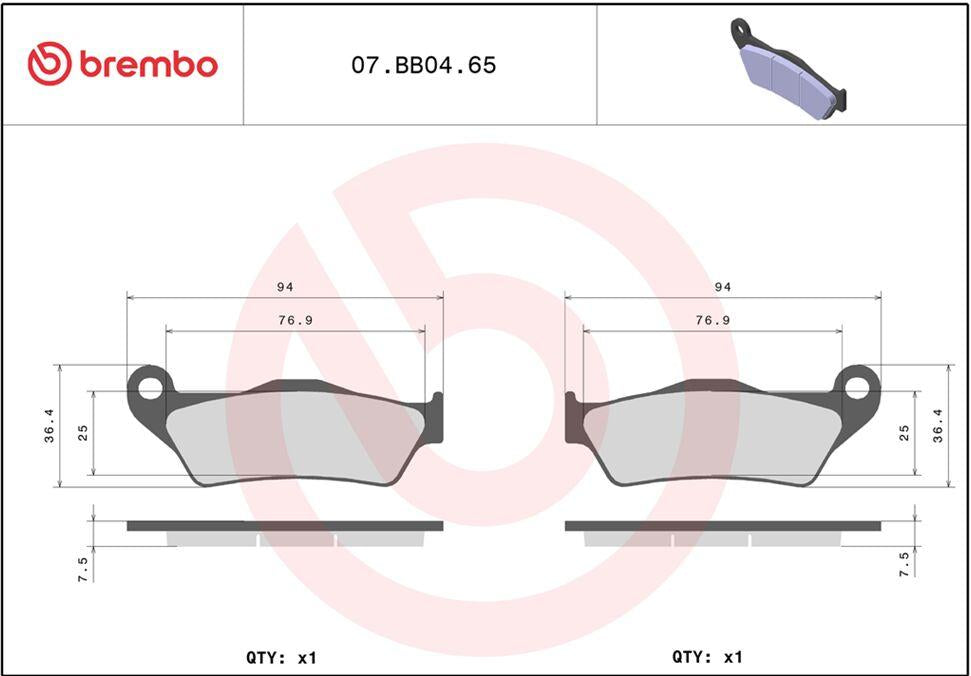 Brembo Prime Sintered Genuine Brake Pads For KTM EXC-F500 2017-2026 Rear
