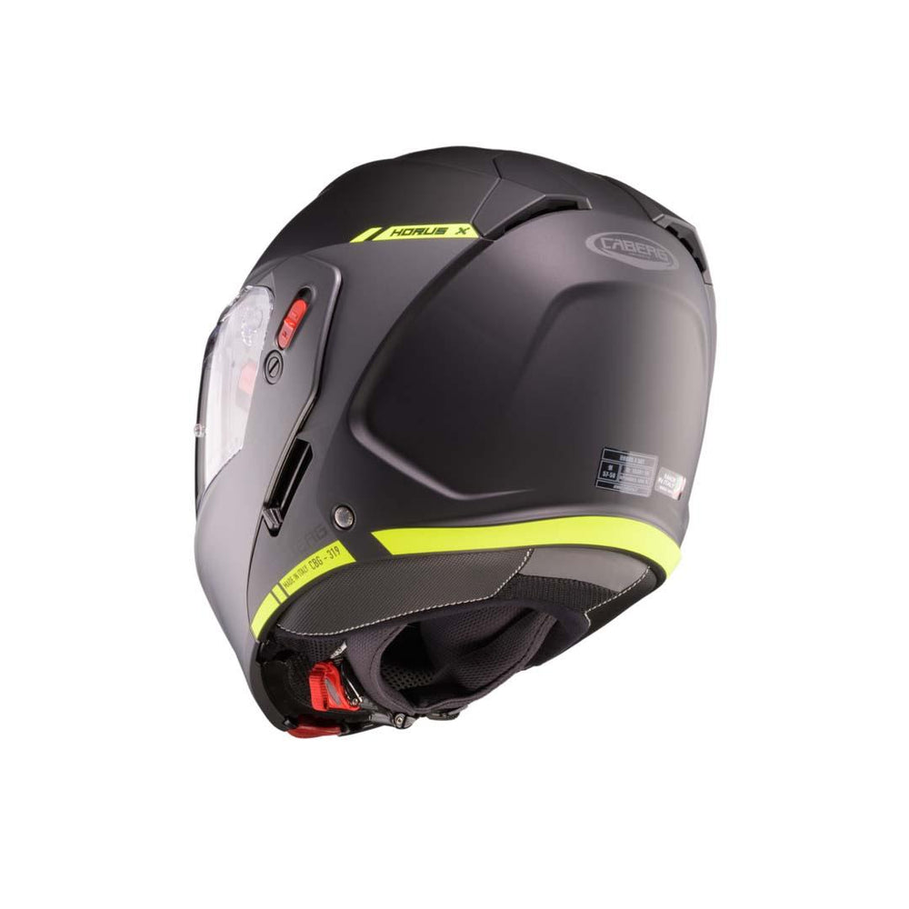 Caberg Horus X Ray Flip Front Motorcycle Helmet - Black/Grey/Yellow Fluro