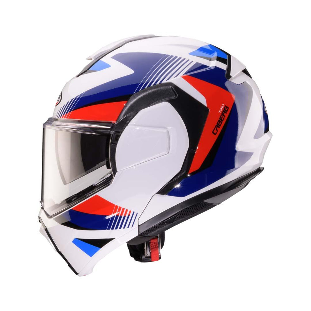 Caberg Trip Lunar Flip Front Motorcycle Helmet - White/Red/Blue/Light Blue
