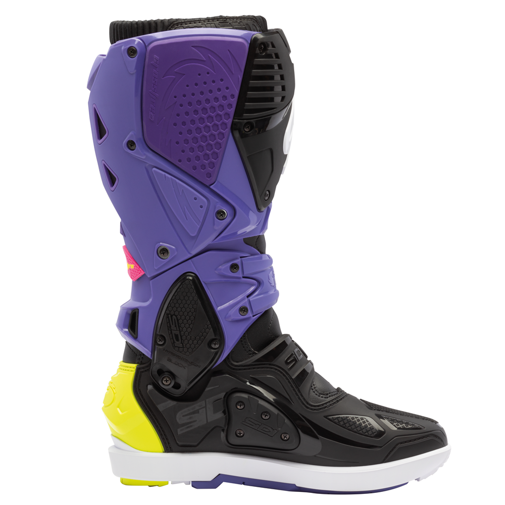 Sidi Crossfire 3 SRS Motocross Boots - Violet/Black/Fluro Yellow