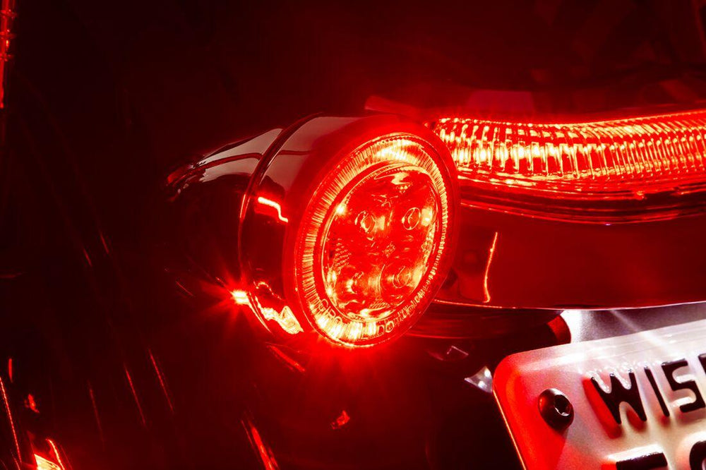 Ciro Fang Turn Signal Light Inserts For Harley Davidson FLFB 1750 ABS 2018-2020 Rear Chrome Red