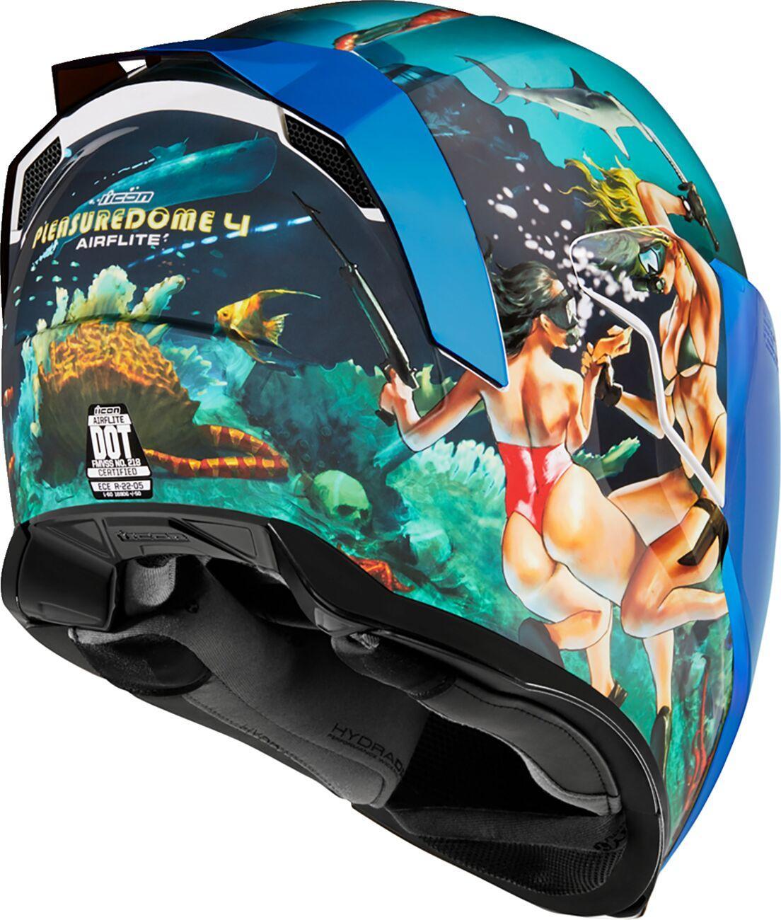 Icon Airflite Pleasuredome フルフェイス XL. Icon Unisex Airflite Pleasuredome 4 Helmet - Blue – Ghostbikes