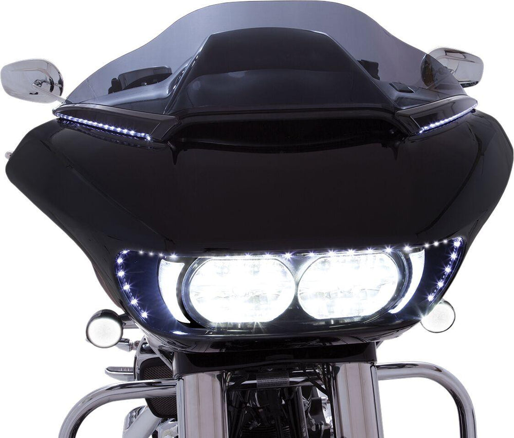 Ciro Horizon LED Lighted Windshield Trim For Harley Davidson FLTRK 1868 ABS 2020-2024 Black Clear