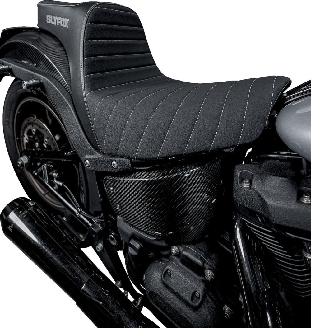 Slyfox High Noon Seat For Harley Davidson FLSB 1750 ABS 2018-2021 Classic Stitch/Gray Logo - Black/Grey
