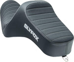 Slyfox High Noon Seat For Harley Davidson XL1200C 2004-2020 Classic Stitch/Silver Logo - Black/Silver