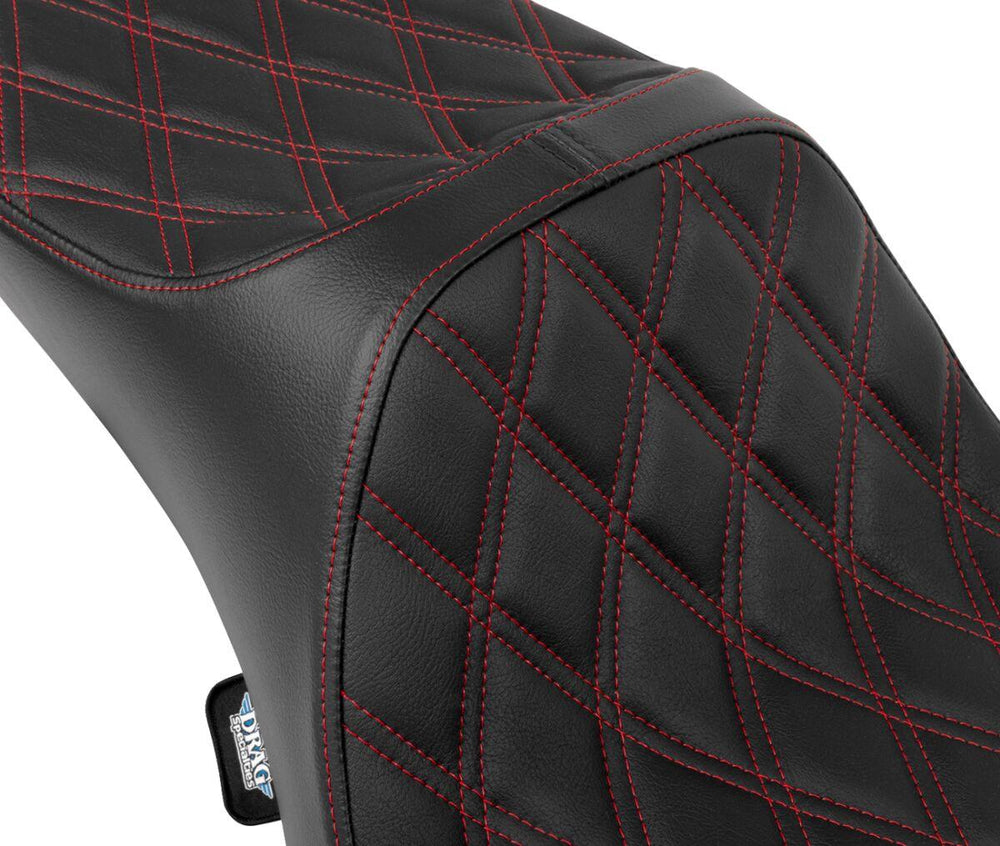 Drag Specialties Extended Reach Predator III Seat For Harley Davidson FLH 1868 ABS 2021 Double Diamond - Black/Red