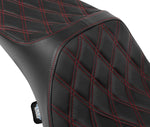 Drag Specialties Extended Reach Predator III Seat For Harley Davidson FLH 1868 ABS 2021 Double Diamond - Black/Red