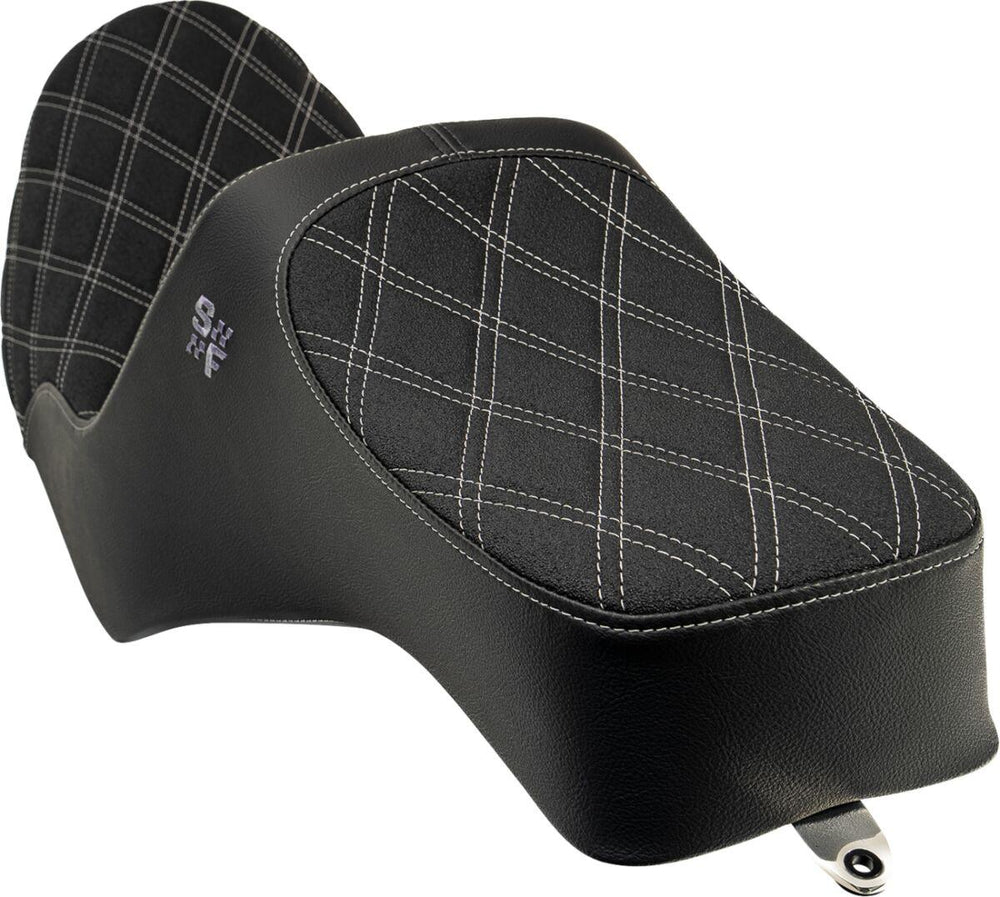 Slyfox High Noon Seat For Harley Davidson FXR1340 1986-1994 Silver Double Diamond - Black