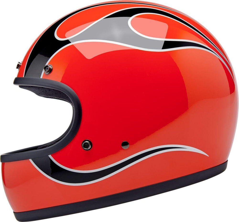 Biltwell Gringo Flames Helmet - Competition Orange