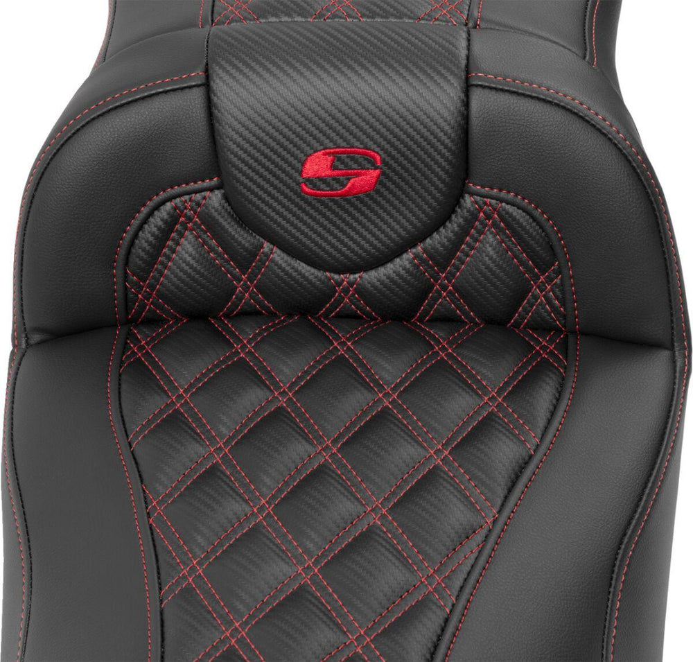 Saddlemen Roadsofa Extended Reach Lattice Stitched Seat For Harley Davidson FLHX 1923 ABS 2024-2026 - Black/Red
