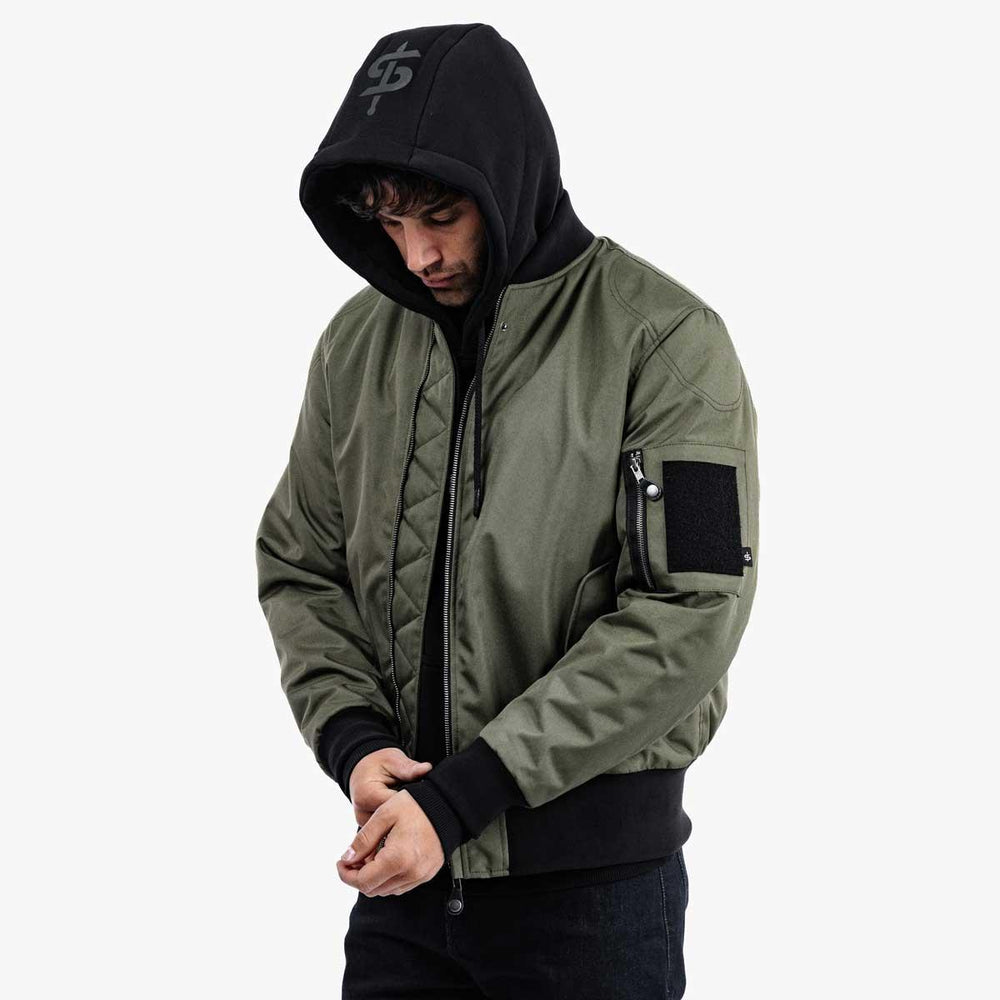 Spada Airforce MA1 Waterproof Motorcycle Bomber Jacket - Olive