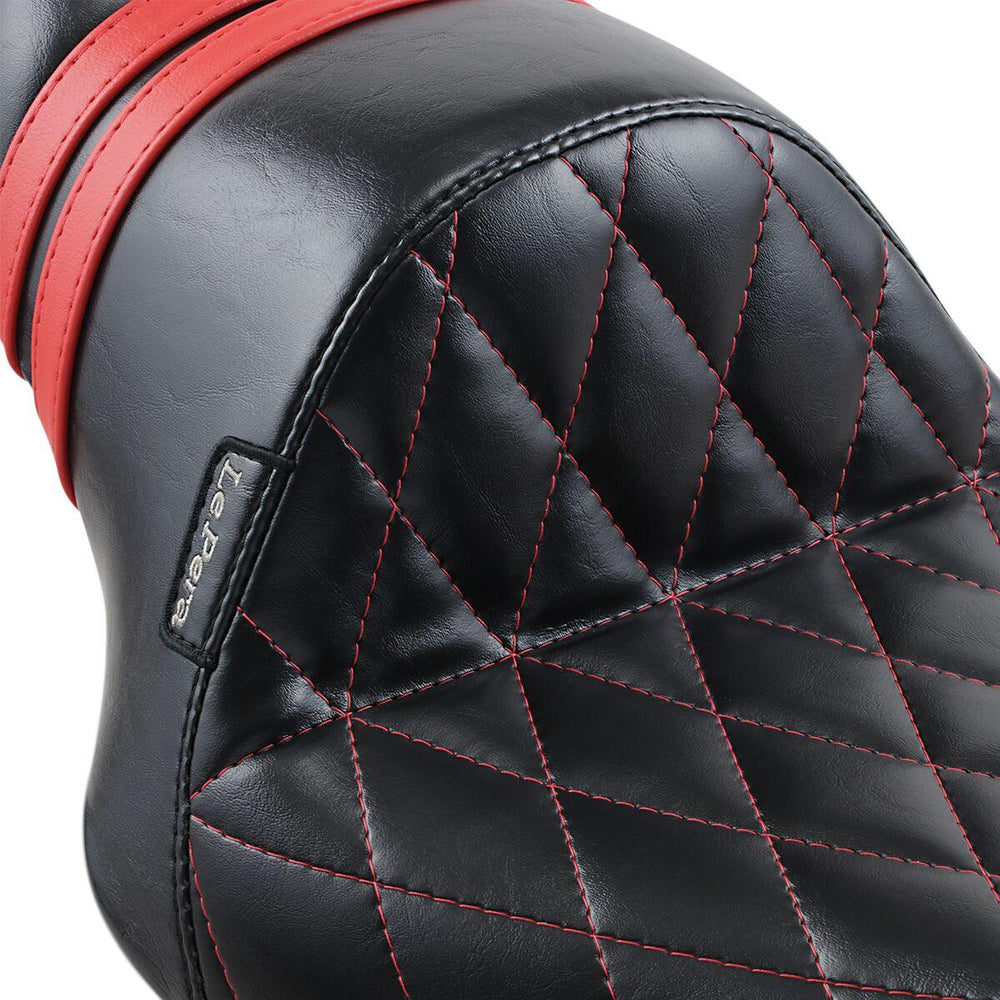 LE Pera Stubs Spoiler Seat For Harley Davidson XL1200C 2004-2020 Diamond/Red Stripes - Black