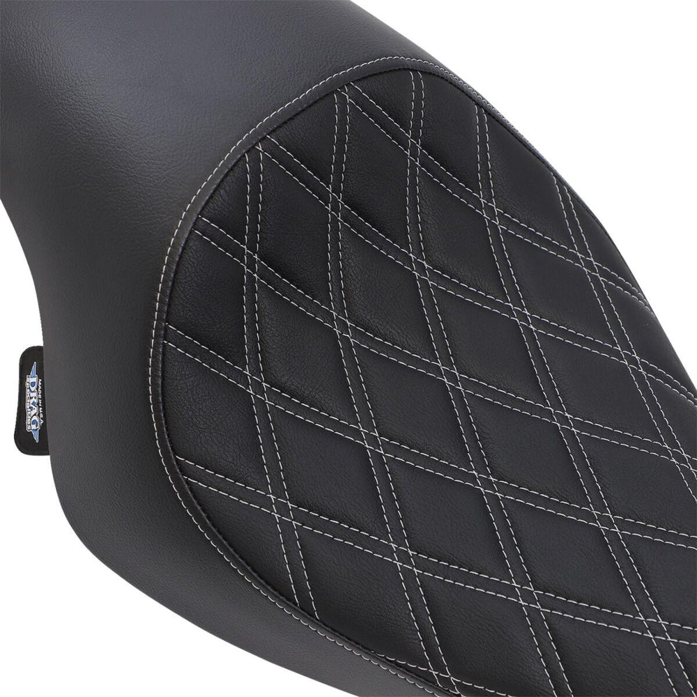 Drag Specialties 3 4 Solo Seat For Harley Davidson XL 1200 C 2004-2020 Double Diamond - Black Silver