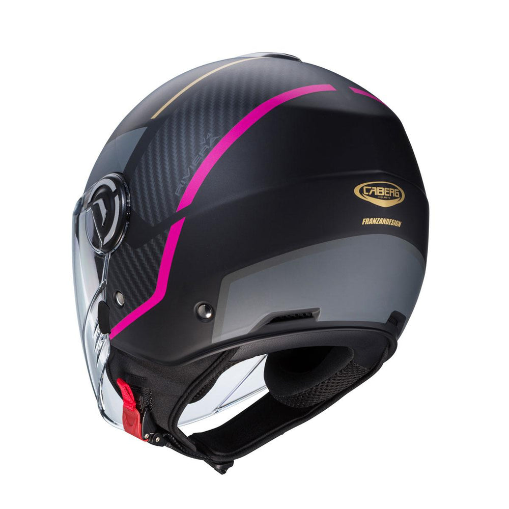 Caberg Riviera V4X Geo Matt Black Fuchsia Anthracite Helmet
