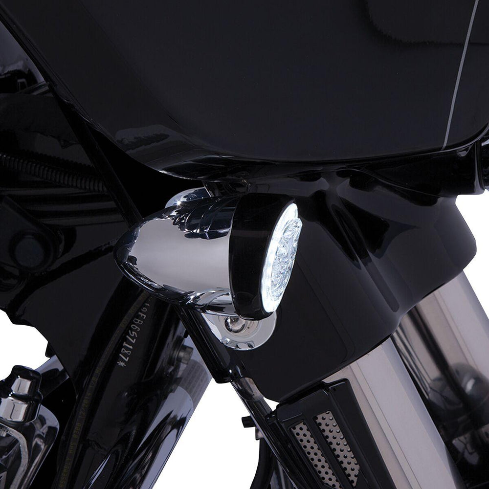 Ciro Fang Signal Light Inserts For Harley Davidson FLD 1690 2012-2013 Front Black