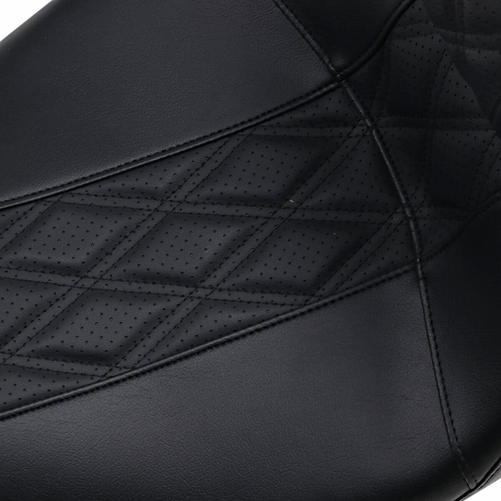 LE Pera Outcast GT Seat With Backrest For Harley Davidson FLH 1868 ABS 2021 Double Diamond/Perforated - Black