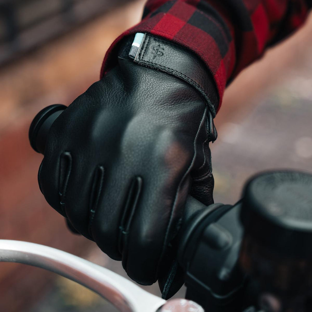 Spada Clutch Leather Motorcycle Gloves - Black